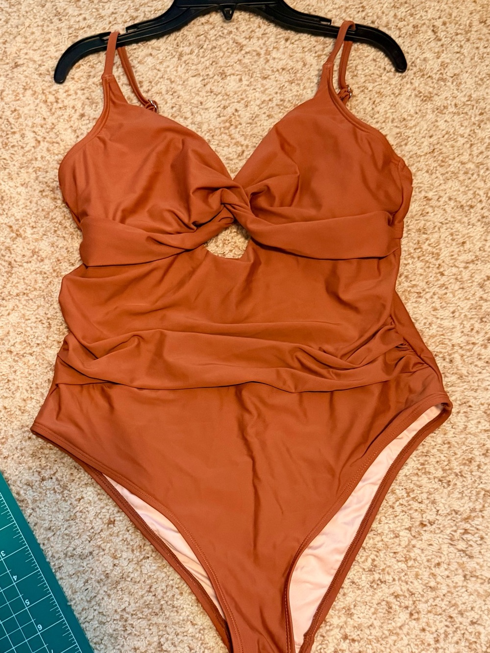 Cupshe Mauve Twist-Front One-Piece Swimsuit